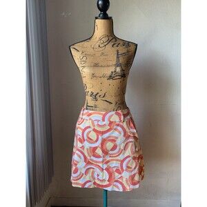 Liz Golf Claiborne Skort Skirt SIZE 6 Orange Geometric 1/2 & 1/2 Popsicle Colors